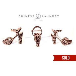Chinese Laundry platform sandals with leopard print. NEW